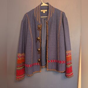 Coldwater Creek Vintage Western Wool Jacket Aztec Knit